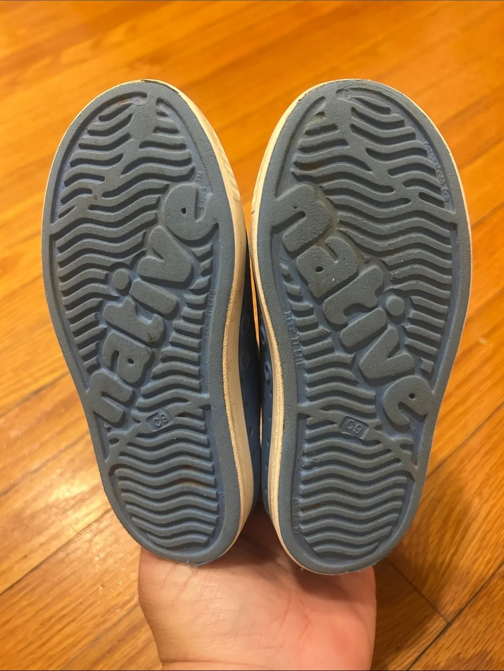 Native Kids Water Shoes in Slate Blue with Cream Toe Caps